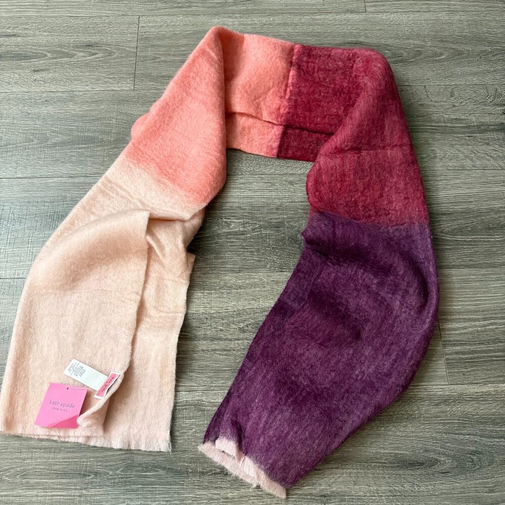 NWT Kate Spade Colorblock Pink Yarn Dyed 80" Scarf - Picture 1 of 6